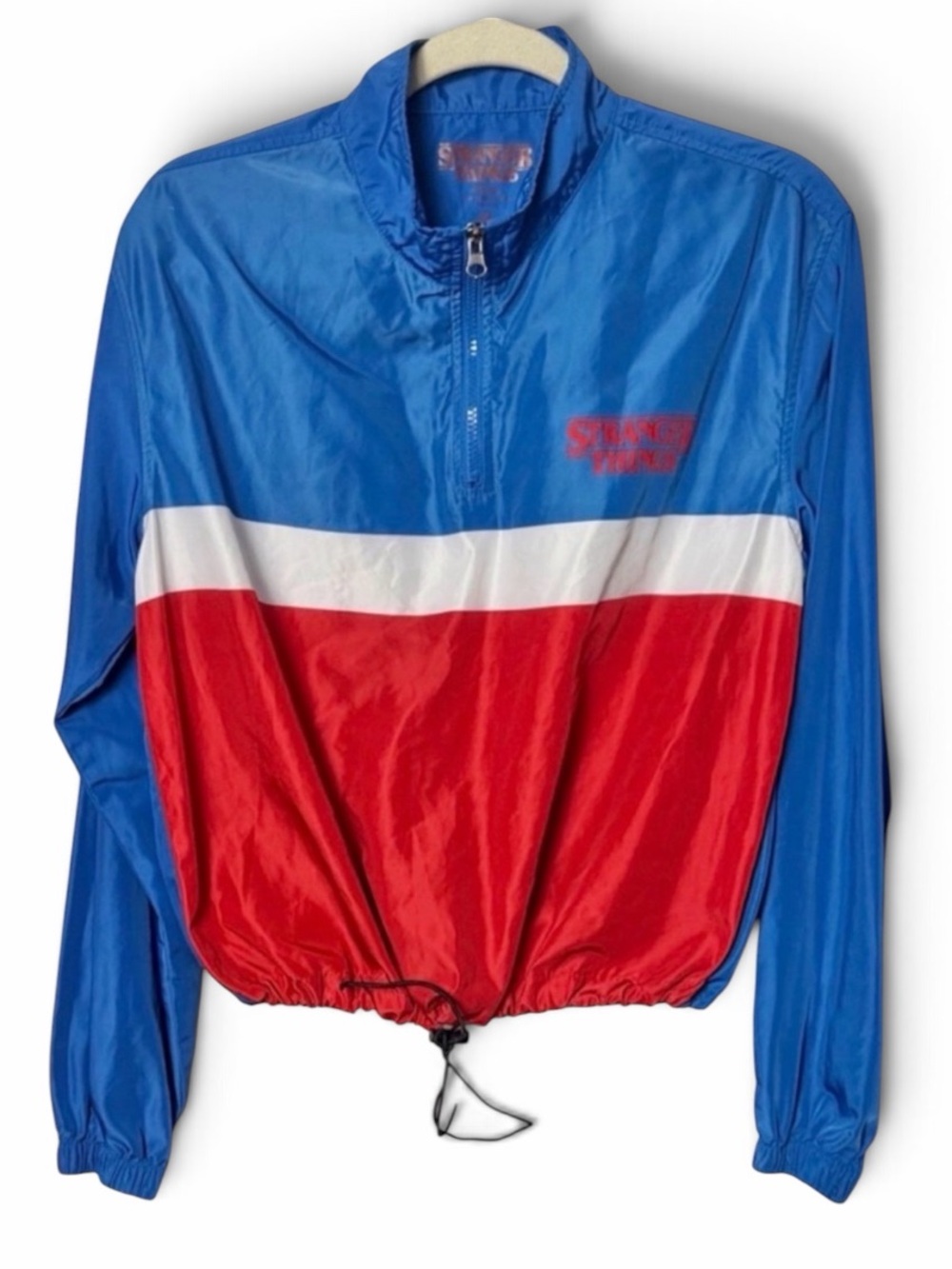 Stranger Things Blue and Red Windbreaker Cinch Jacket Size Medium